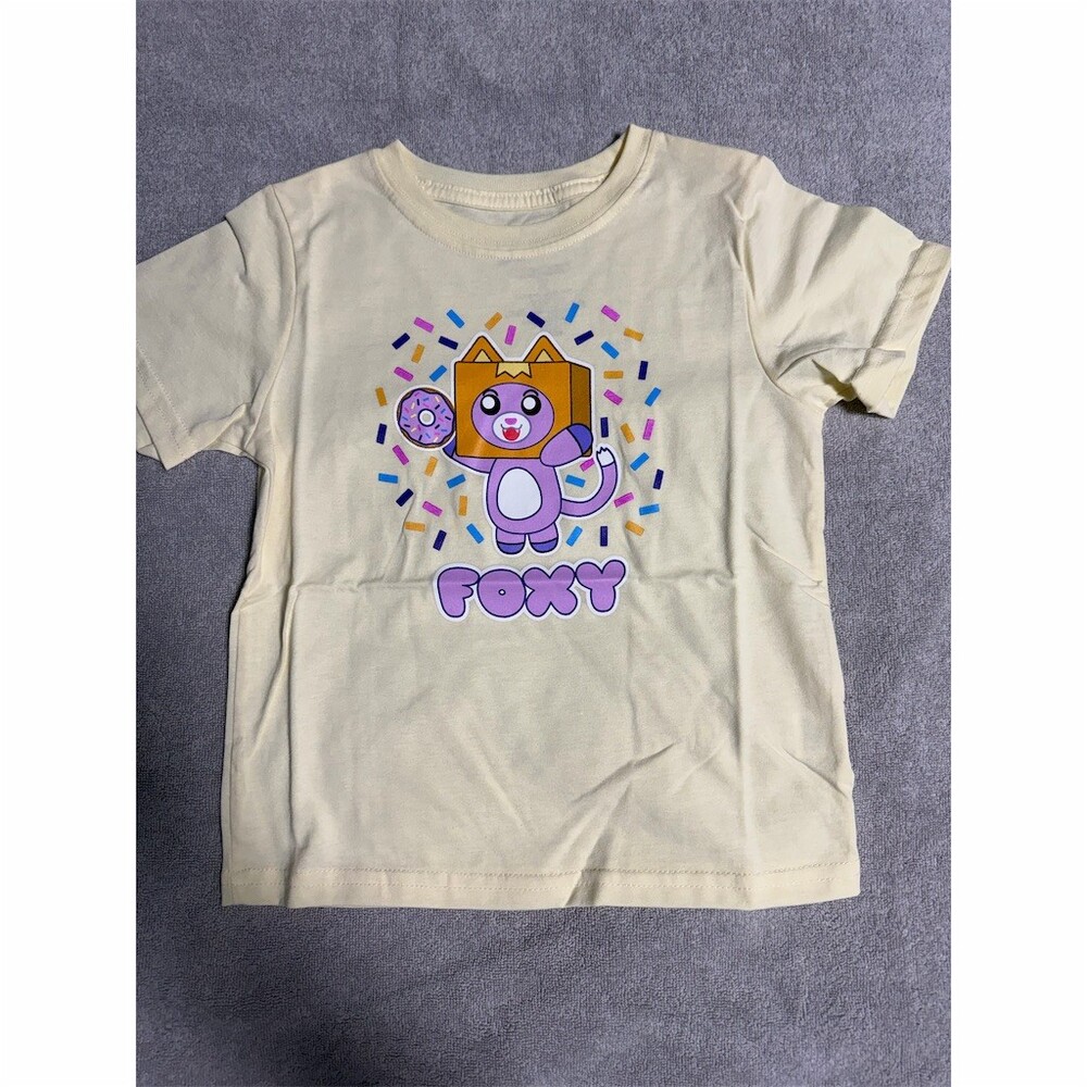 LankyBox Foxy Donuts Graphic T-Shirt Unisex Kids Size 5T Ivory Crew Neck